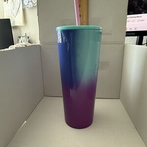 Starbucks 2021 Teal Blue Purple Ombre 24 Oz Stainless Steel Cold Cup Tumbler